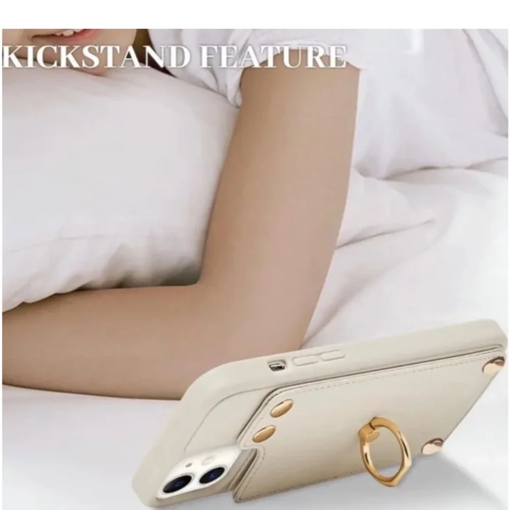 Lameeku Wallet Case Compatible with iPhone 12 Pro Beige